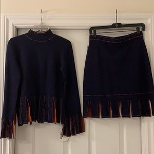 Staud Mika Fringe skirt set